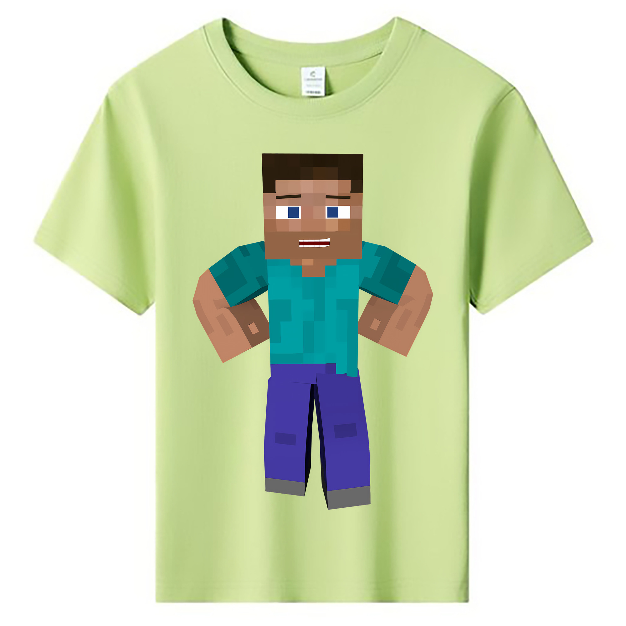 （画像用） マインクラフト ブロックの世界 Minecraft MC Block world 綿100％キッズTシャツ（フロントプリント）
